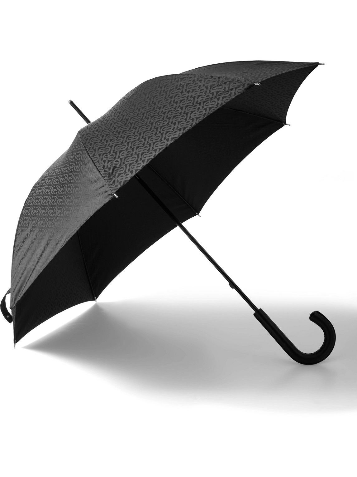 Burberry - Logo-Print Leather-Handle Umbrella