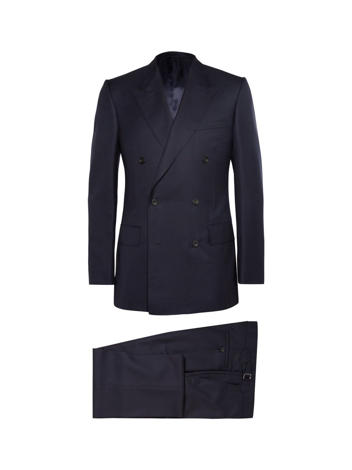 Kingsman - Navy Double-Breasted Super 120s Wool and Cashmere-Blend Suit ...