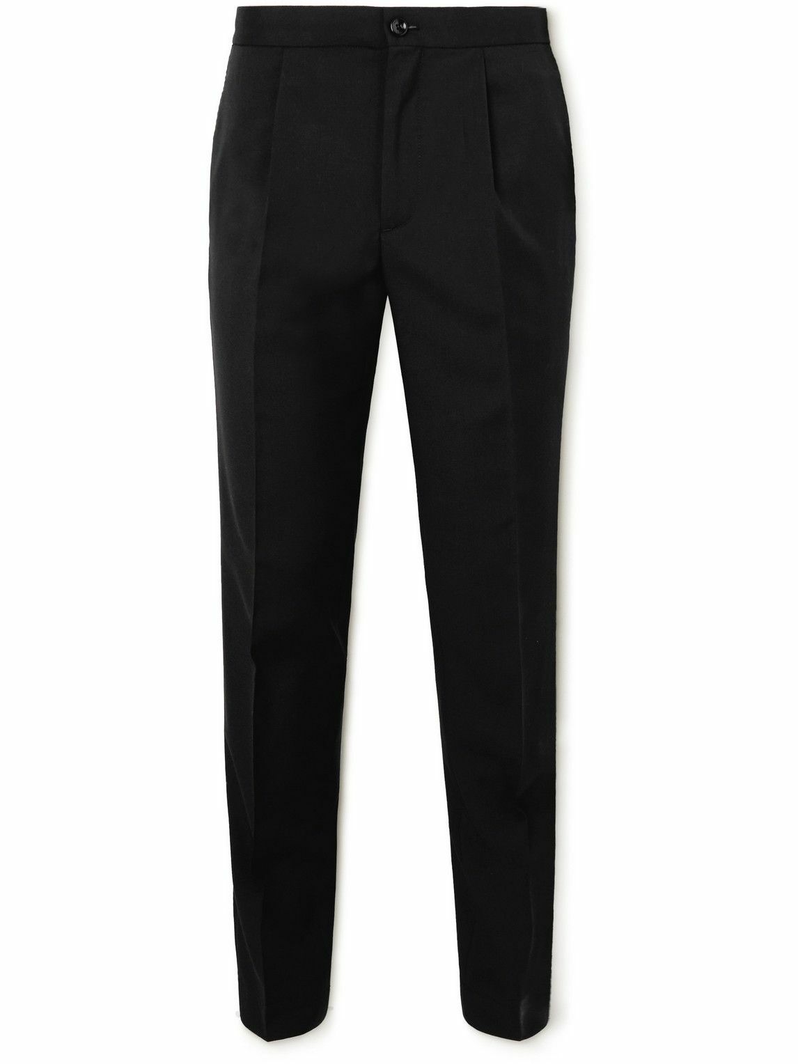 Incotex Tapered Pleated Wool Drawstring Trousers Black Incotex