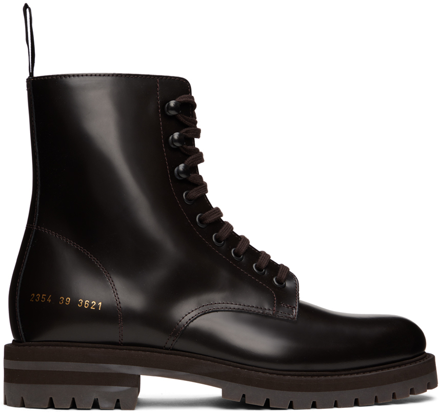 Photo: Common Projects Brown Leather Combat Boots