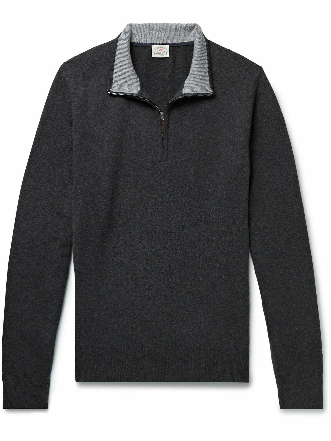 Faherty Jackson Hole CottonBlend HalfZip Sweater Blue Faherty