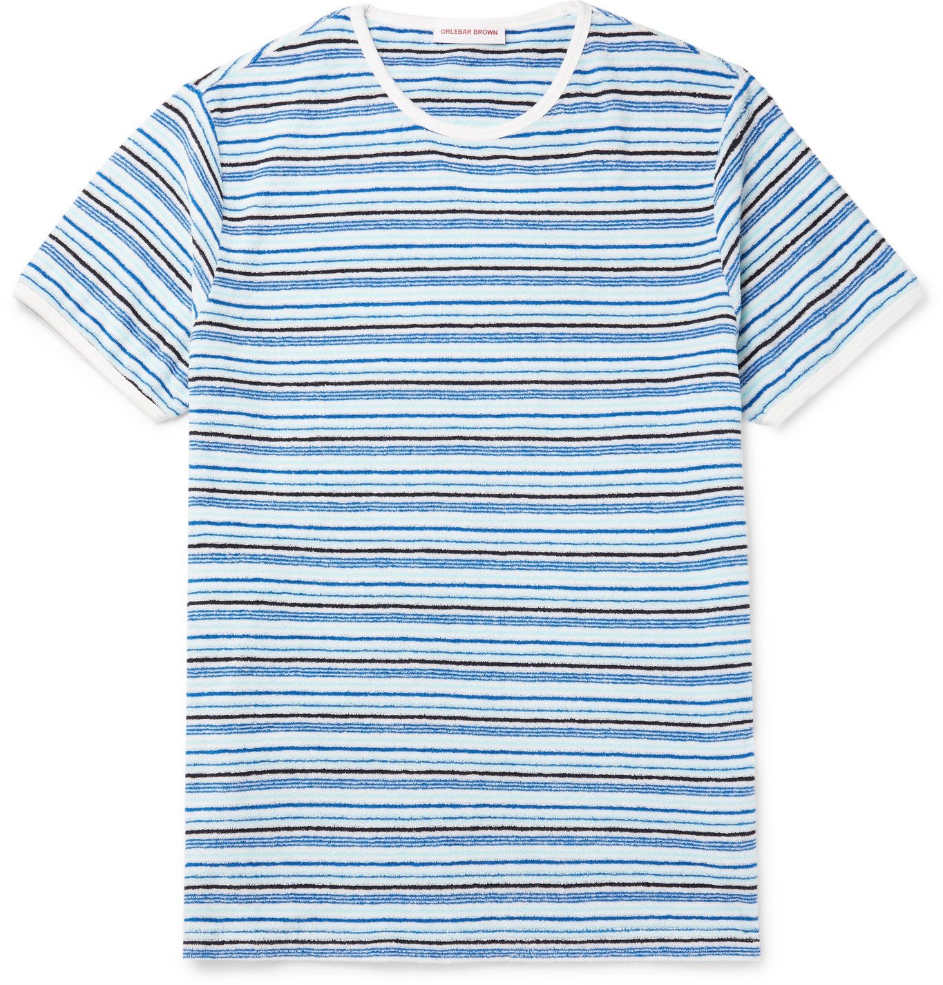 ORLEBAR BROWN - Sammy Striped Cotton-Terry T-Shirt - Blue Orlebar Brown