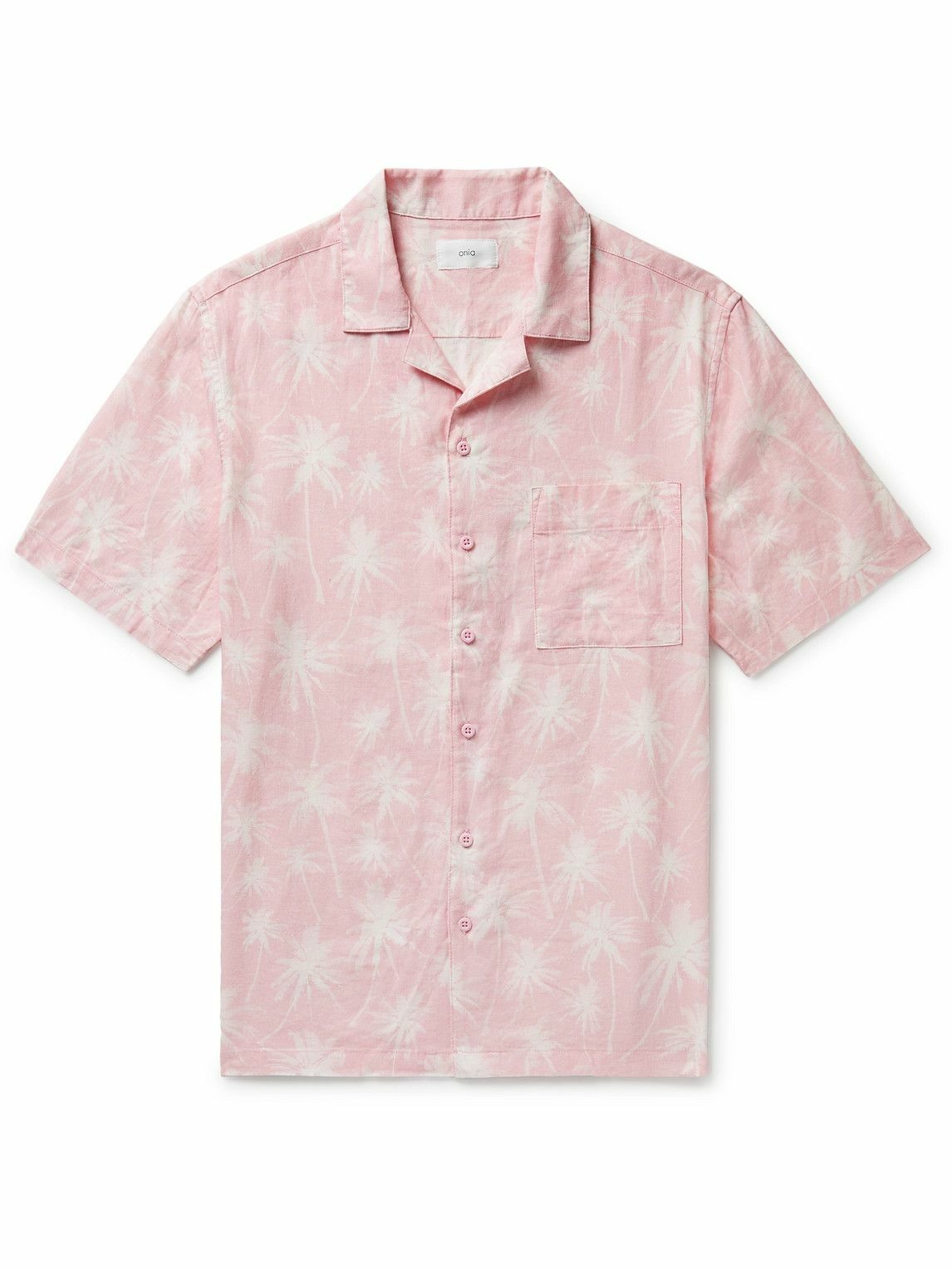 Onia - Vacation Camp-Collar Printed Linen-Blend Shirt - Pink Onia