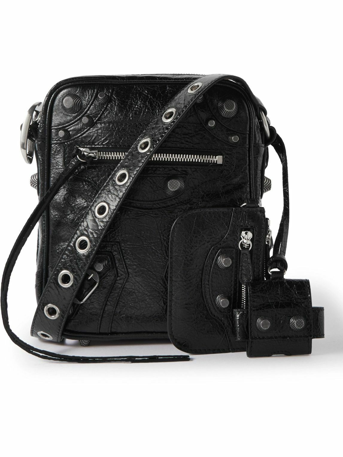 Balenciaga - Le Cagole Embellished Textured-Leather Messenger Bag ...