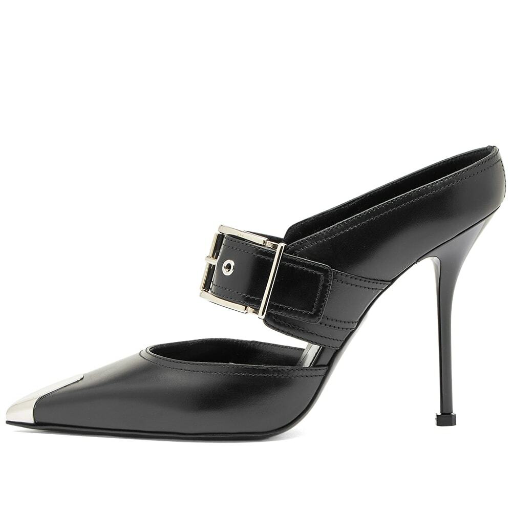 Alexander McQueen Women's High Heel Mule in Black/Silver Alexander McQueen