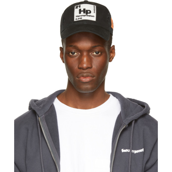 Heron Preston Black Hp Periodic Patch Trucker Cap Heron Preston