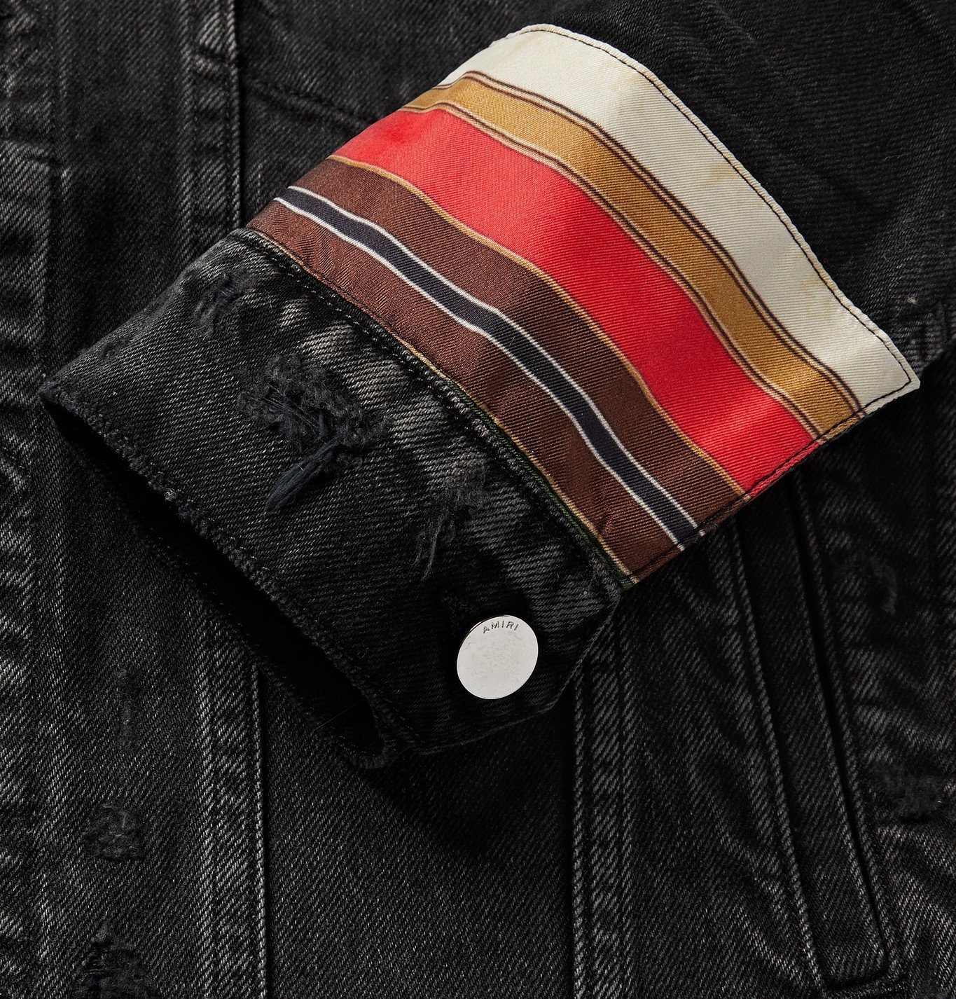 AMIRI Patchwork SatinTrimmed Denim Trucker Jacket Black Amiri