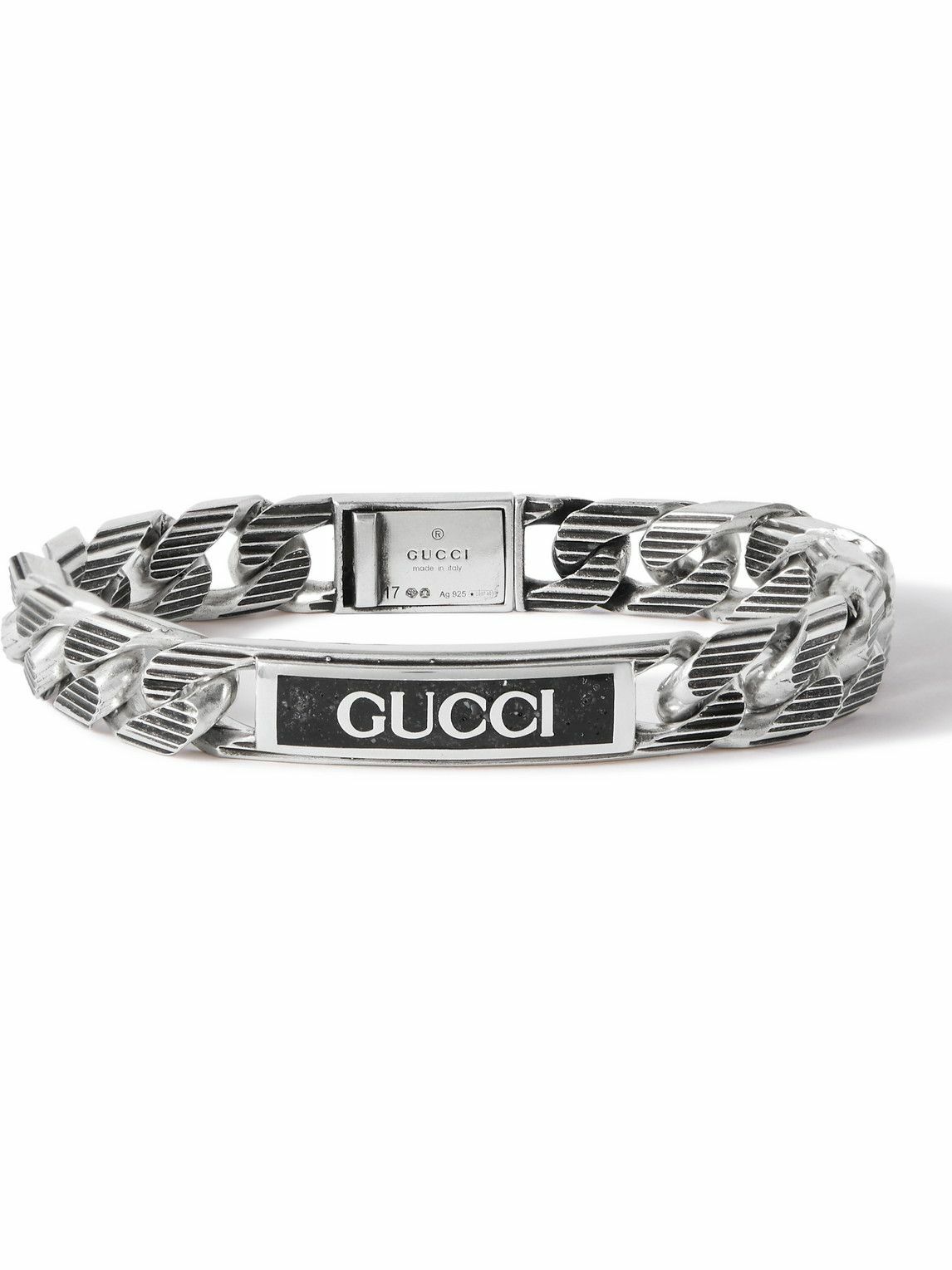 Gucci Sterling Silver And Enamel Chain Bracelet Silver Gucci