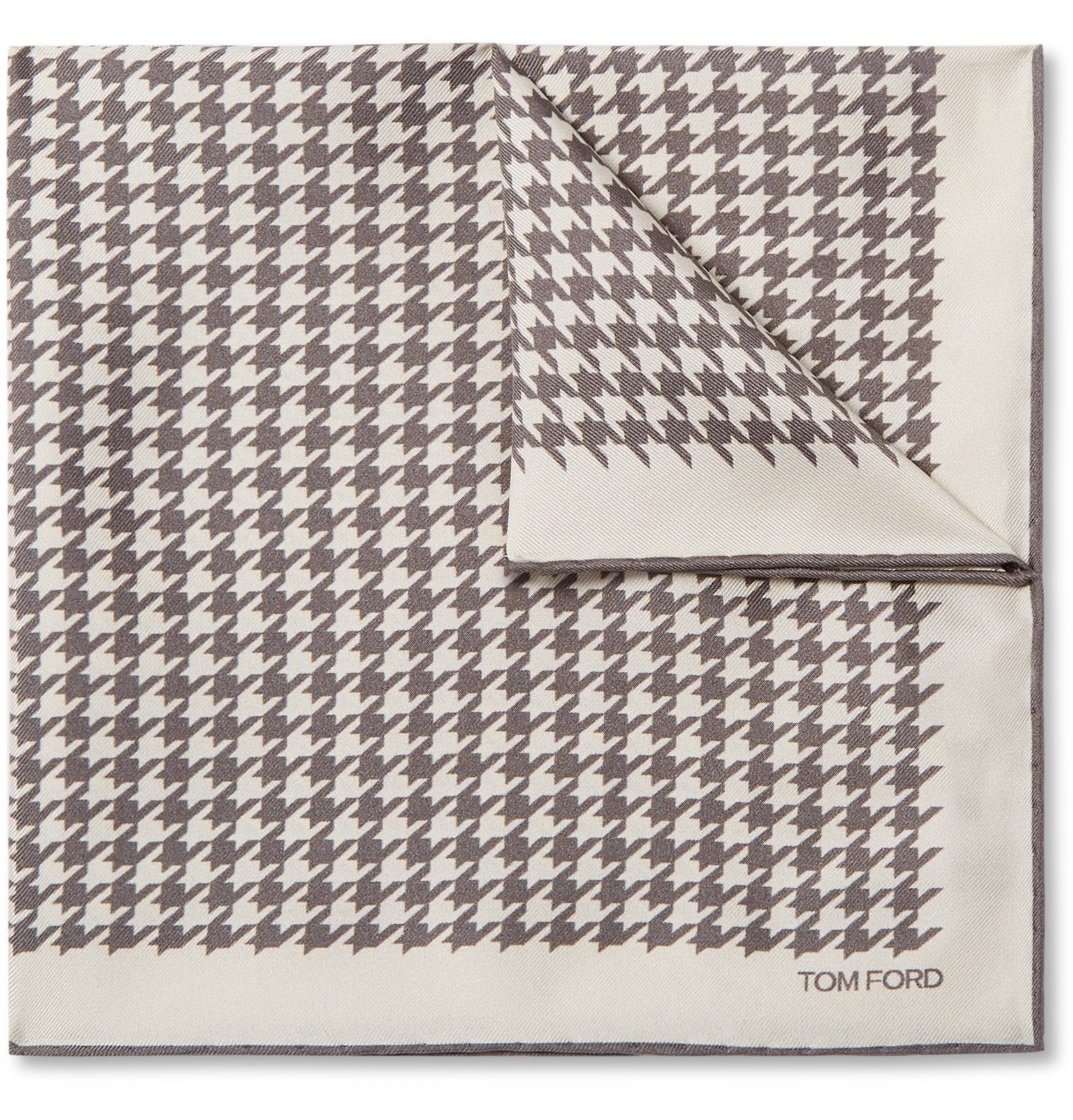 TOM FORD - Houndstooth Silk-Twill Pocket Square - Neutrals TOM FORD