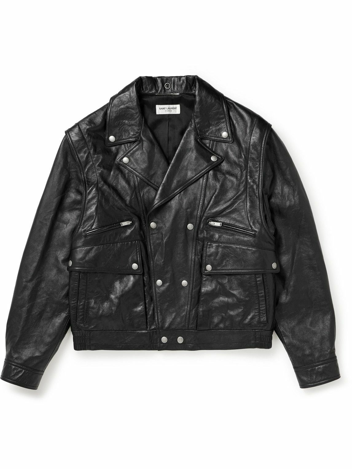 SAINT LAURENT - Leather Biker Jacket - Black Saint Laurent
