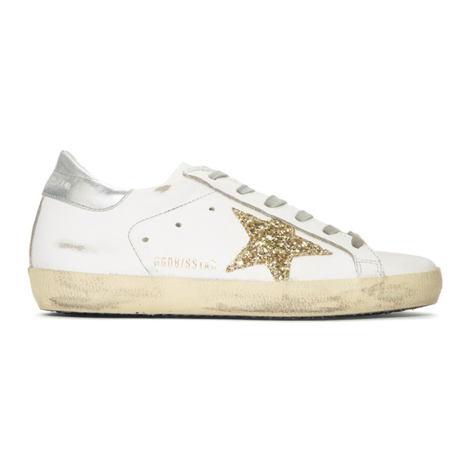 golden goose white and gold superstar sneakers