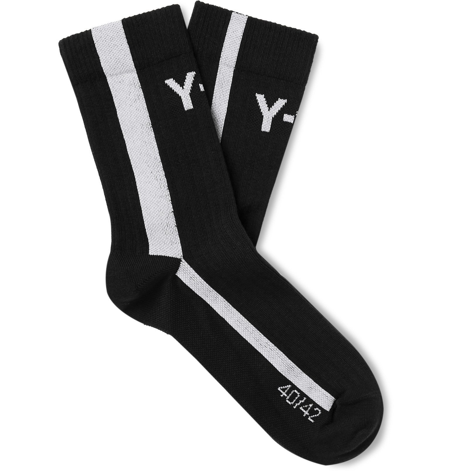 Y-3 - Logo-Jacquard Striped Cotton-Blend Socks - Black Y-3