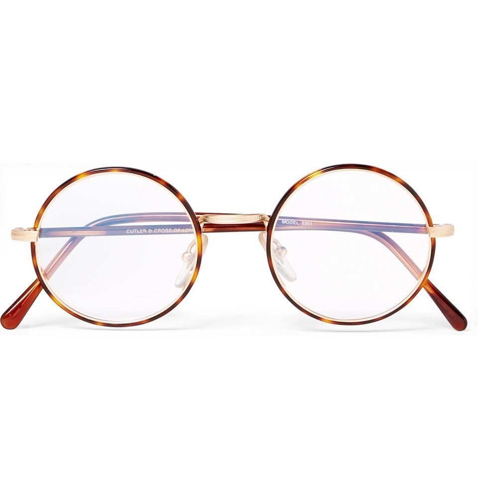 Cutler And Gross Round Frame Tortoiseshell Acetate And Gold Tone Optical Glasses