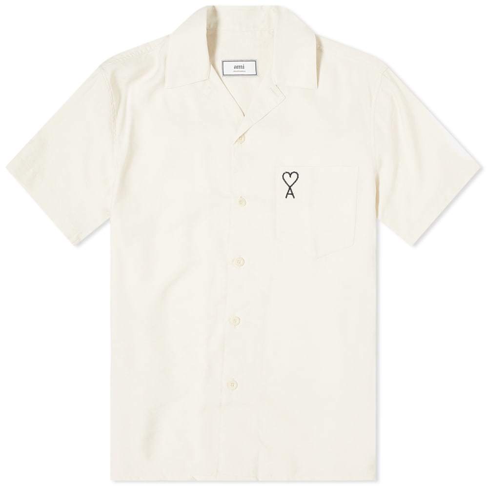 AMI Short Sleeve Embroidered Heart Shirt AMI Alexandre Mattiussi