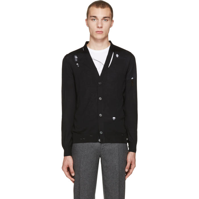 Alexander McQueen Black Destroyed Cardigan Alexander McQueen