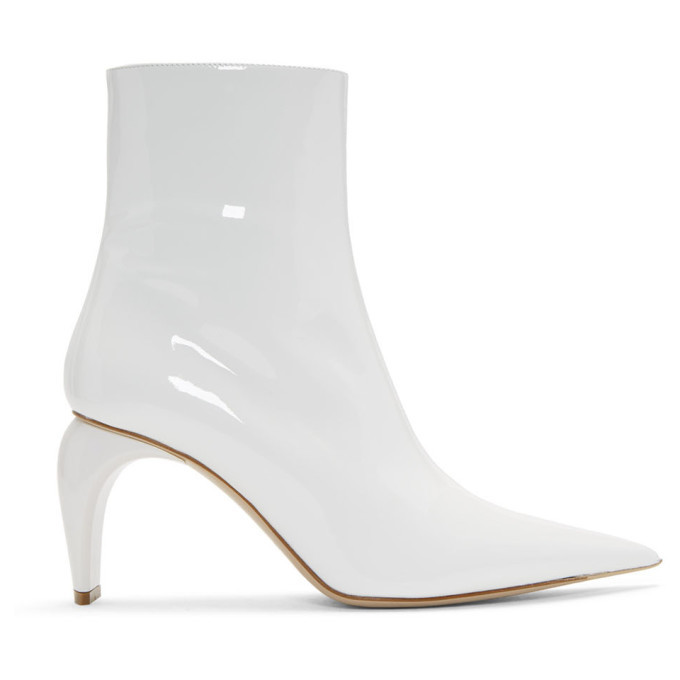 white vinyl ankle boots