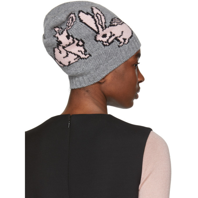 Prada Grey and Pink Rabbits Beanie Prada