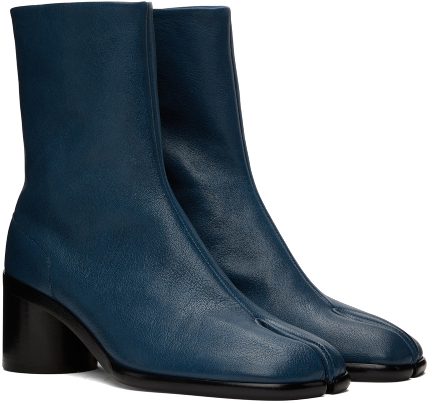 navy mid heel boots