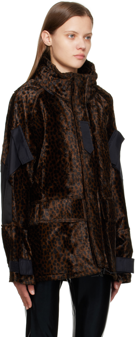 Junya Watanabe Brown Leopard Faux-Fur Coat Junya Watanabe