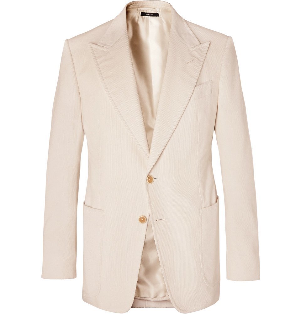 TOM FORD - Cream Shelton Slim-Fit Cotton and Linen-Blend Corduroy ...