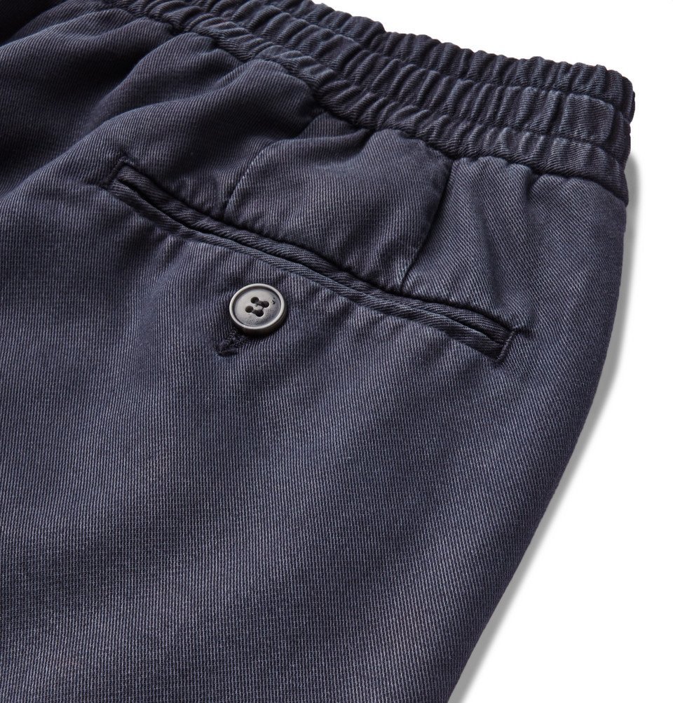 Officine Generale - Garment-Dyed Lyocell Drawstring Shorts - Navy ...