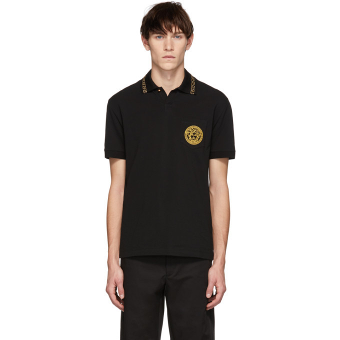 versace polo shirt black and gold