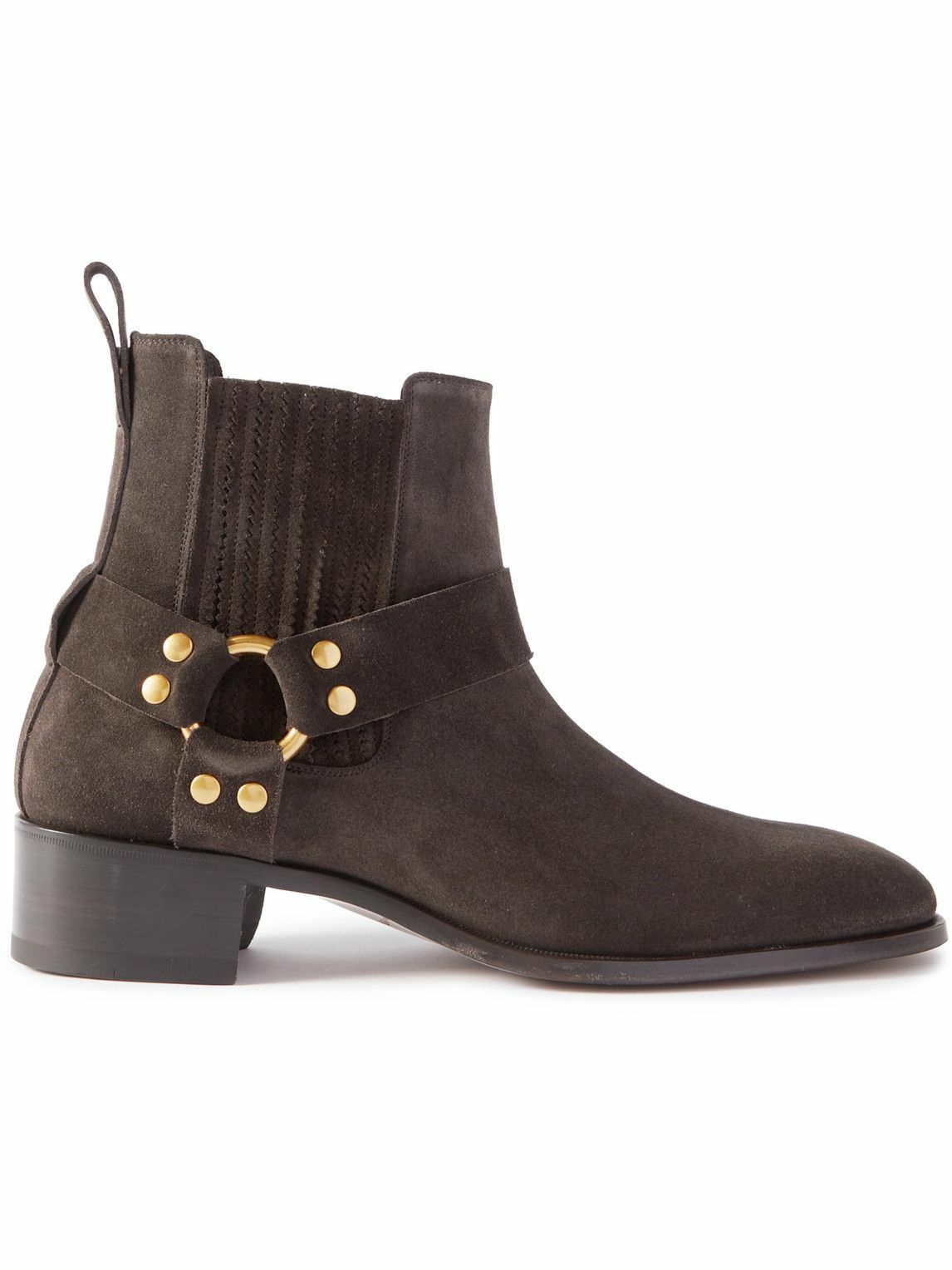 TOM FORD Rupert Embellished Suede Chelsea Boots Brown TOM FORD