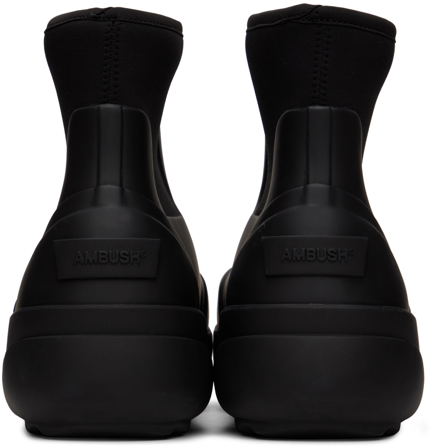 black rubber chelsea boots