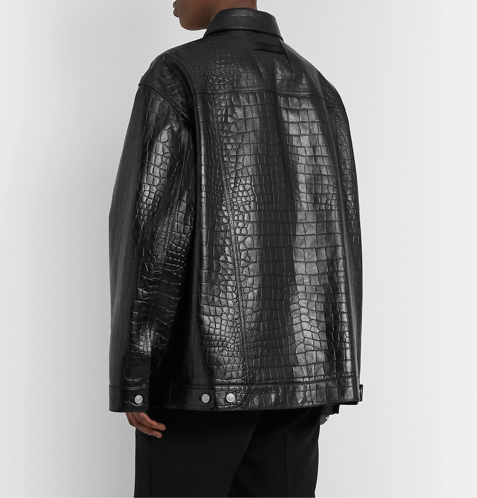 1017 ALYX 9SM - Oversized Croc-Effect Leather Overshirt - Black 1017 ...