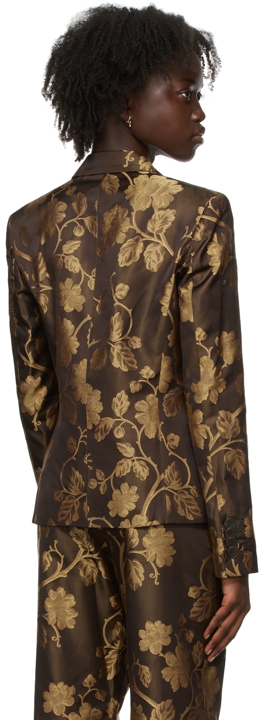 Puppets and Puppets SSENSE Exclusive Brown Brocade 'The Puppets' Blazer