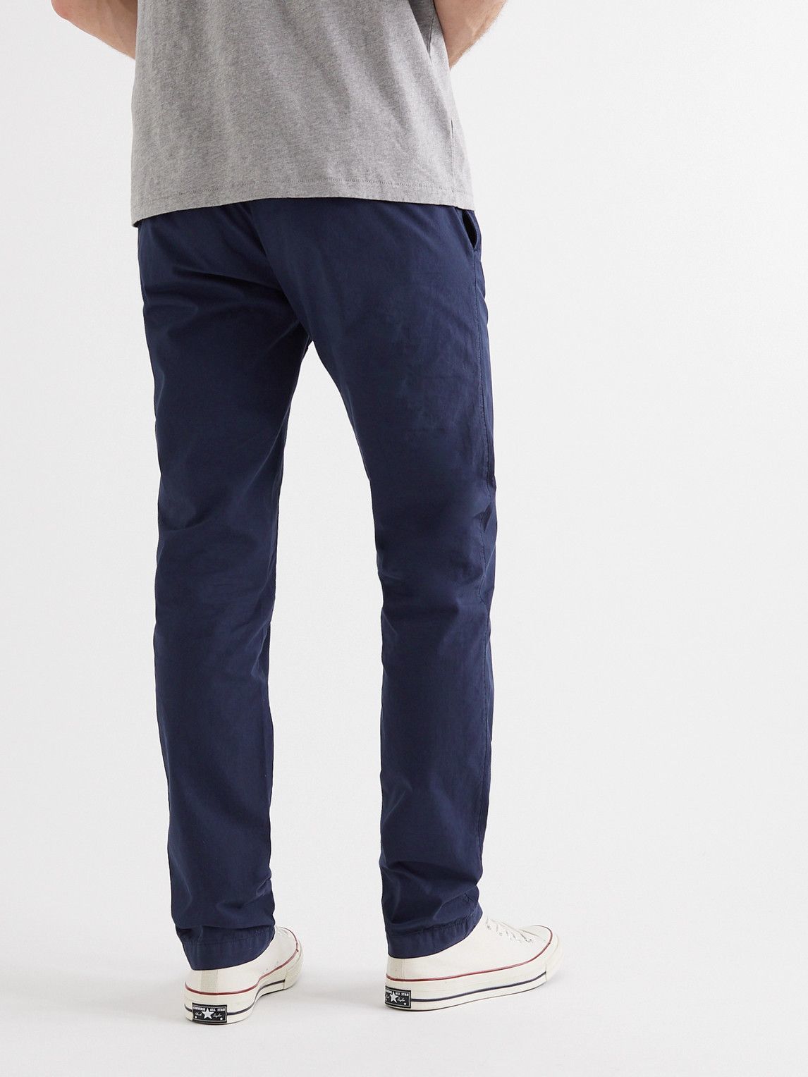 Hartford - Tanker Straight-Leg Cotton Drawstring Trousers - Blue Hartford