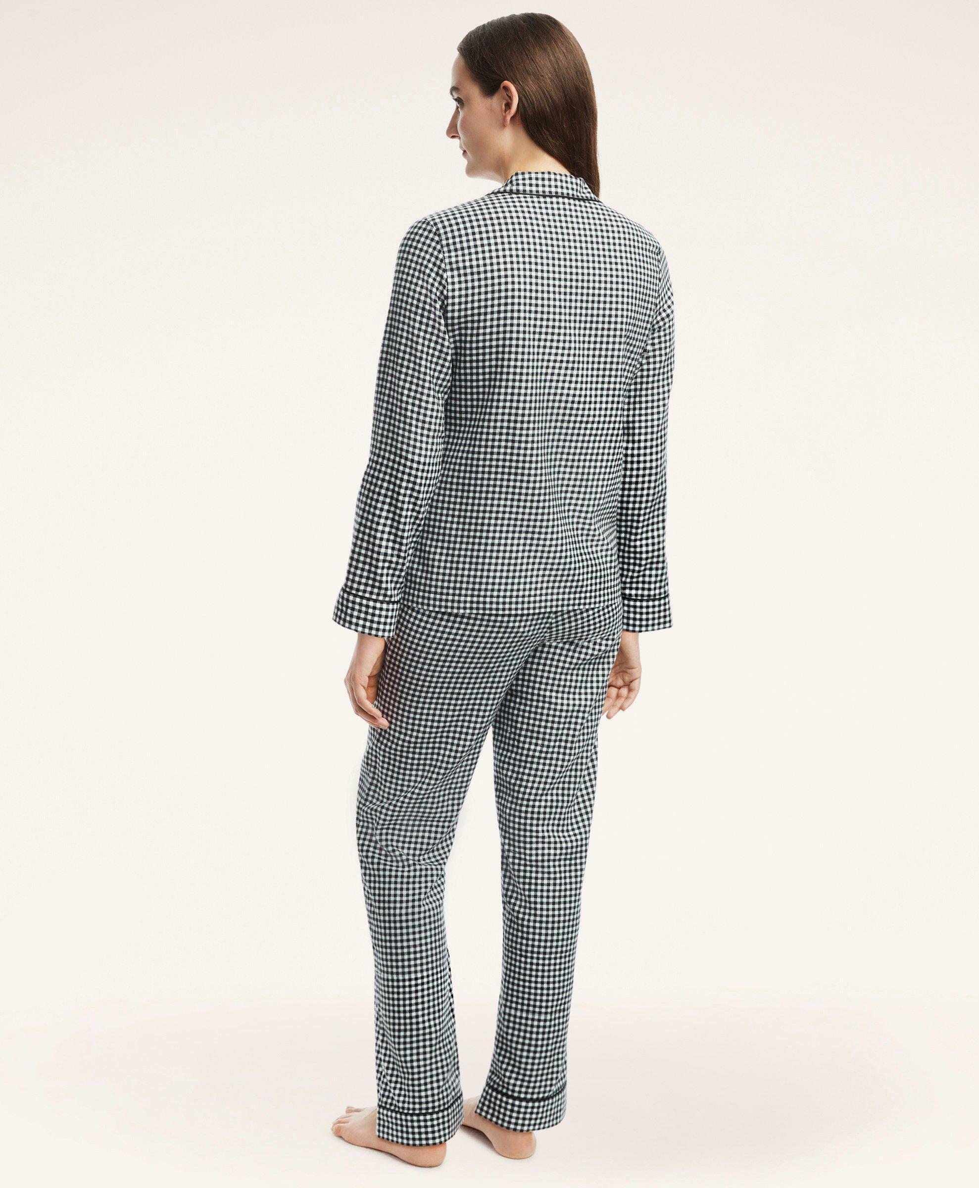Brooks Brothers Women's Brushed Cotton Gingham Pajama Set | Black