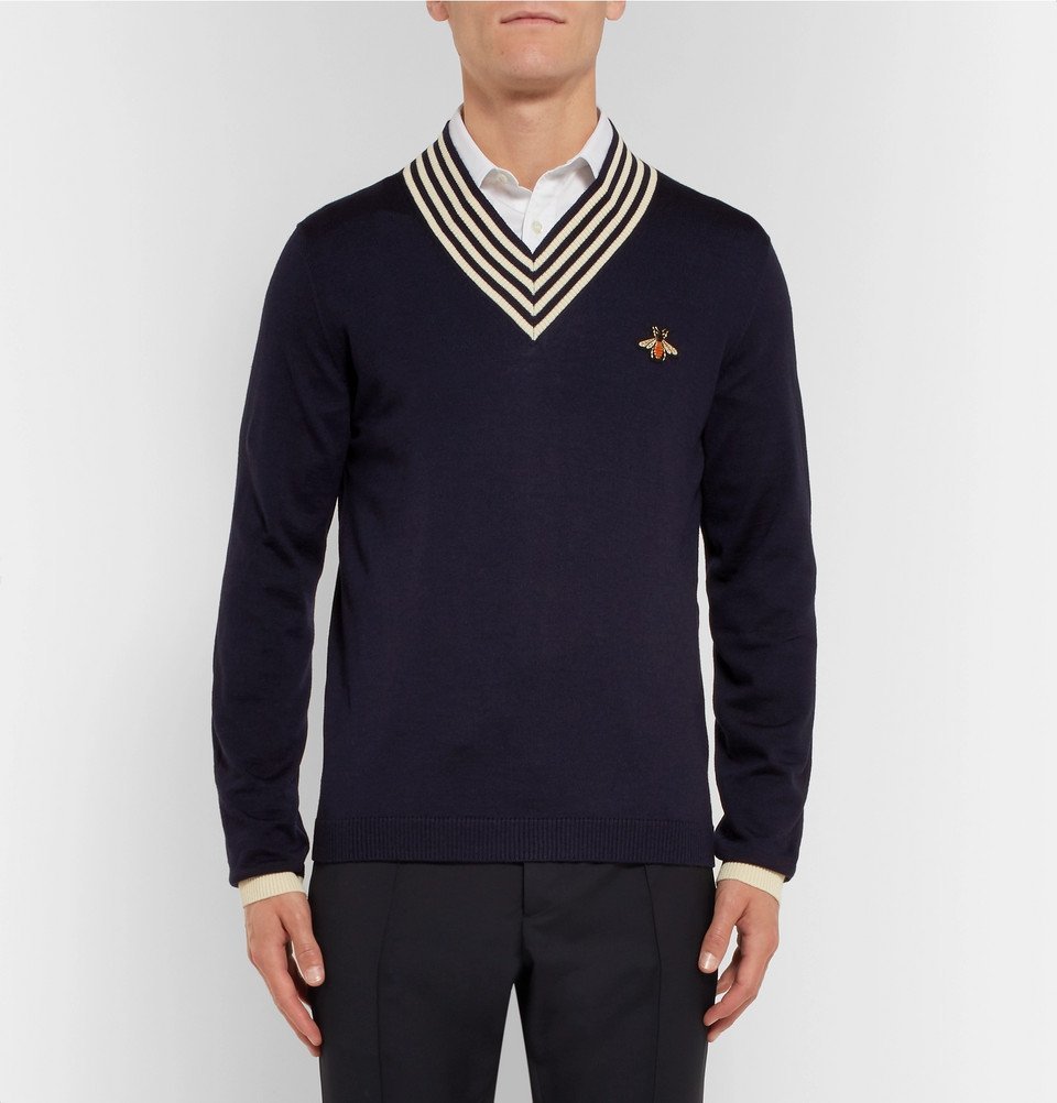 Wool Sweater - Men - Navy Gucci