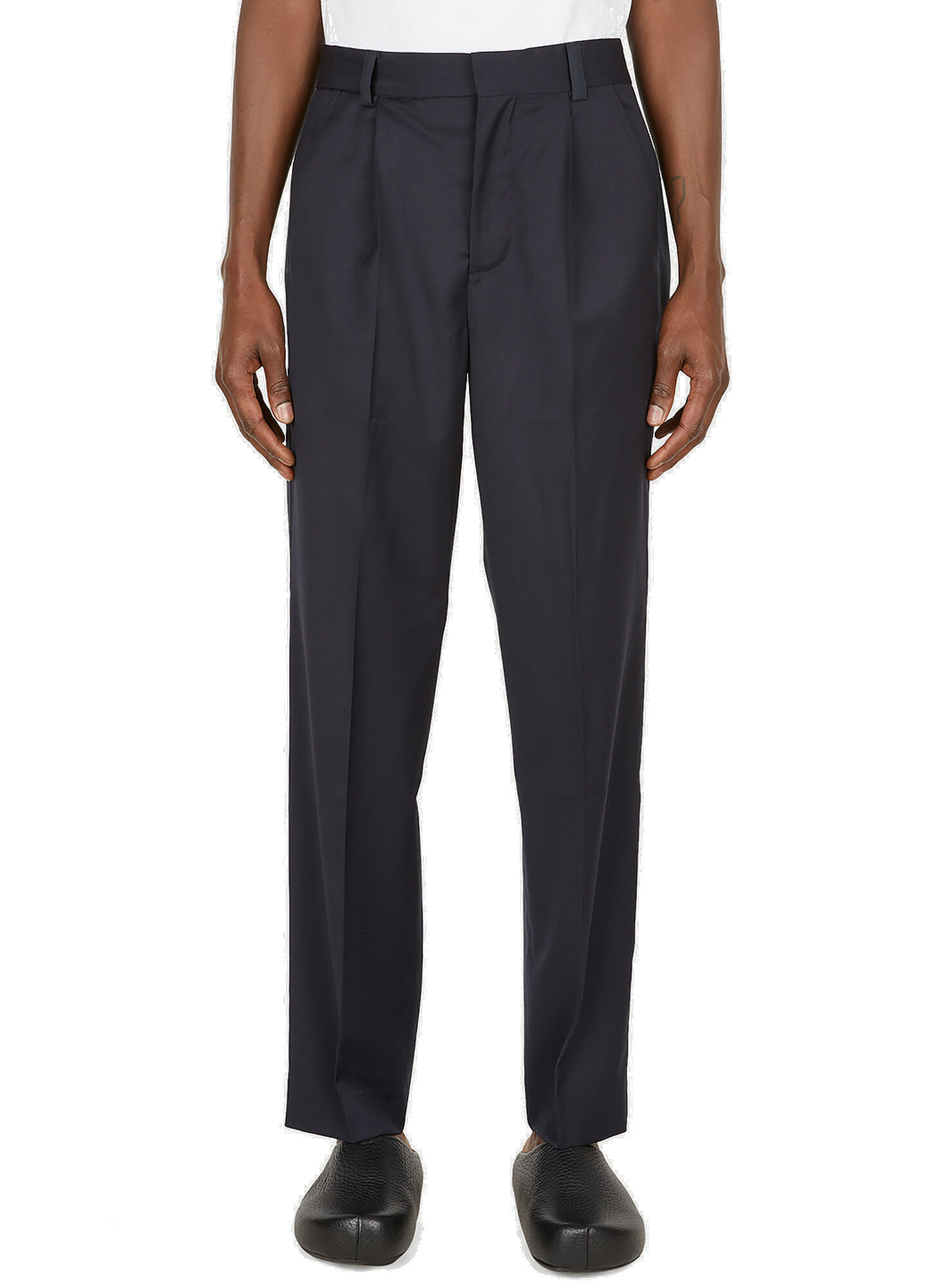 Tailored Contrast Panel Pants in Blue ANOTHER ASPECT