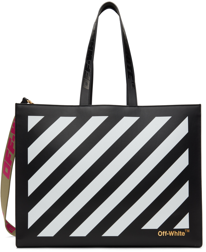 OffWhite Black Diag Hybrid Shop 48 Lettering Tote OffWhite