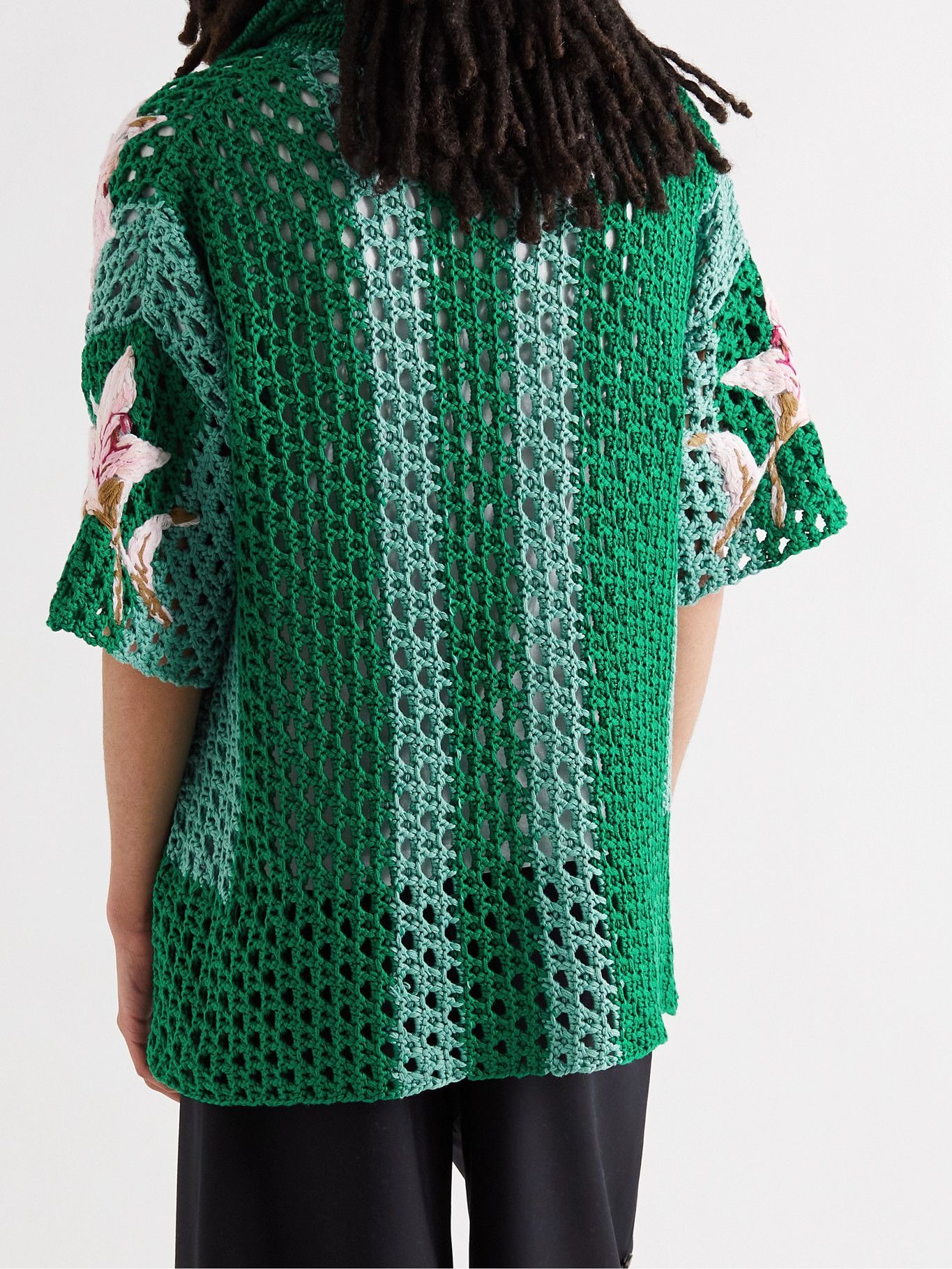 valentino floral embroidered crochet shirt