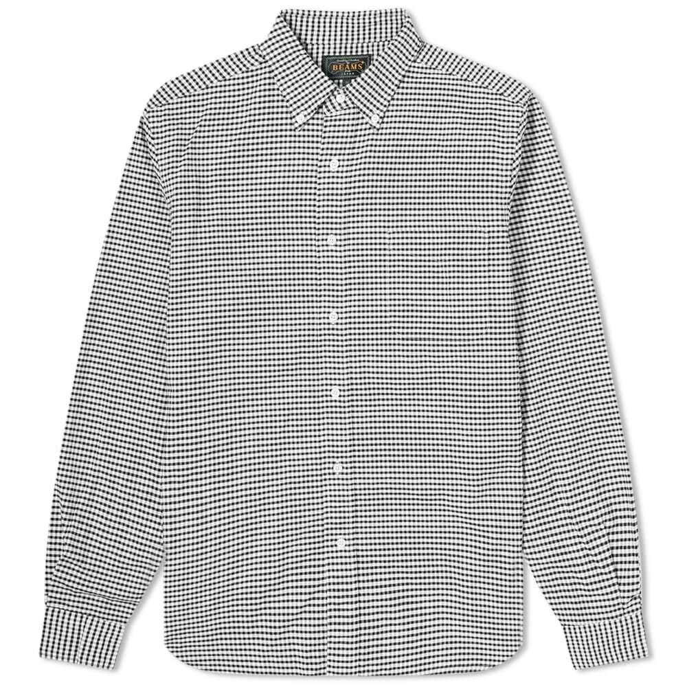 Beams Plus Men's Button Down Oxford Gingham Shirt in Black Beams Plus