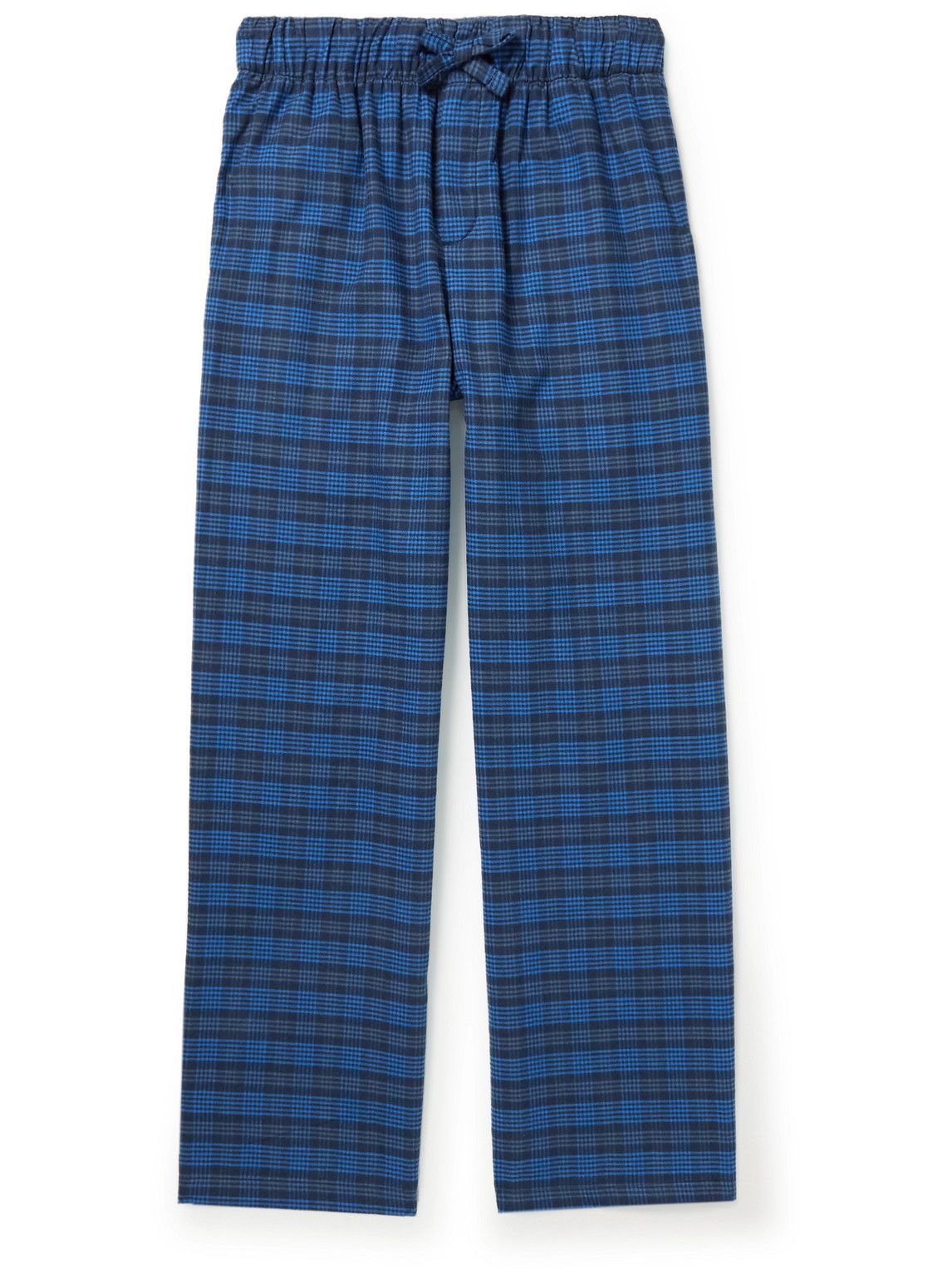 TEKLA - Checked Organic Cotton-Flannel Pyjama Trousers - Blue Tekla Fabrics