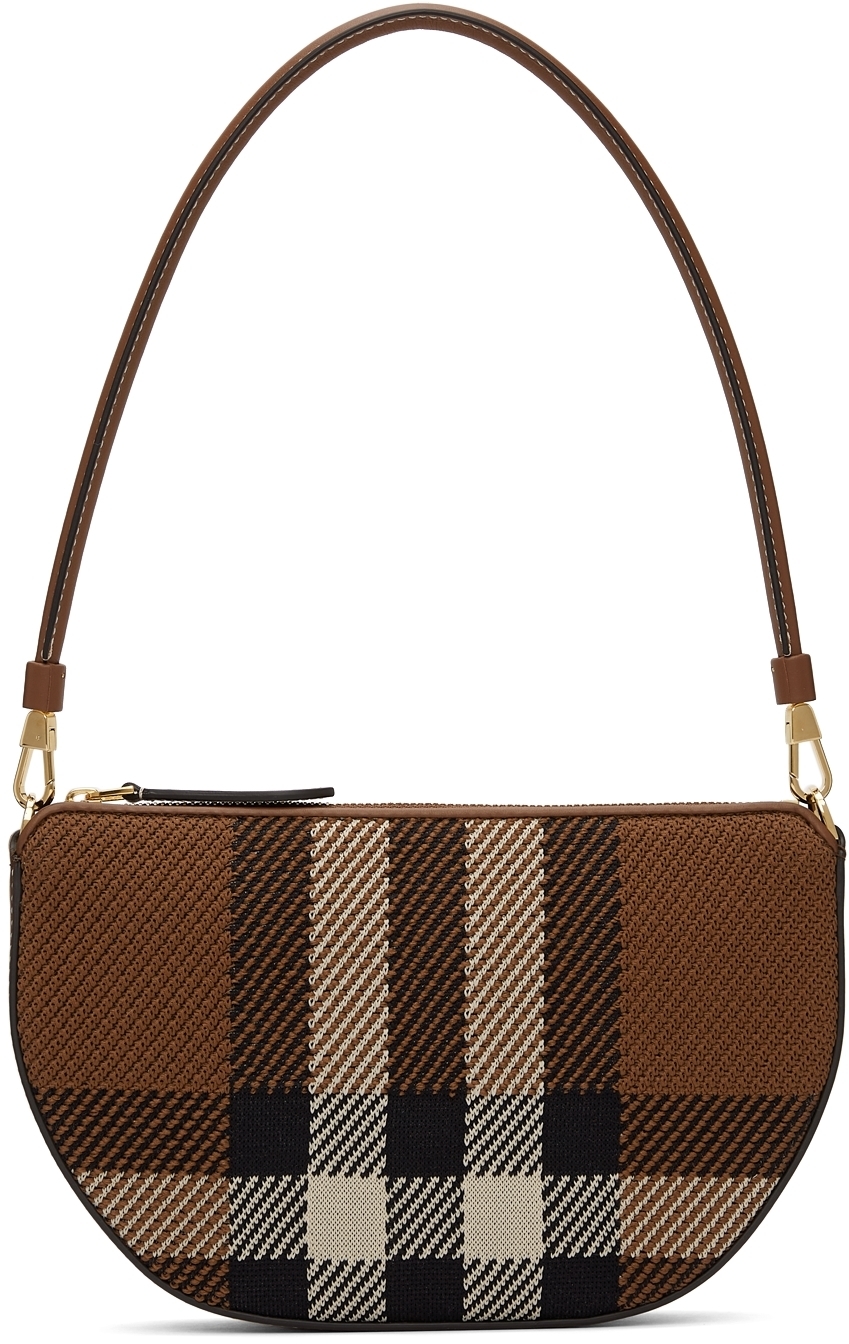 Burberry Brown Knit Olympia Check Shoulder Bag Burberry
