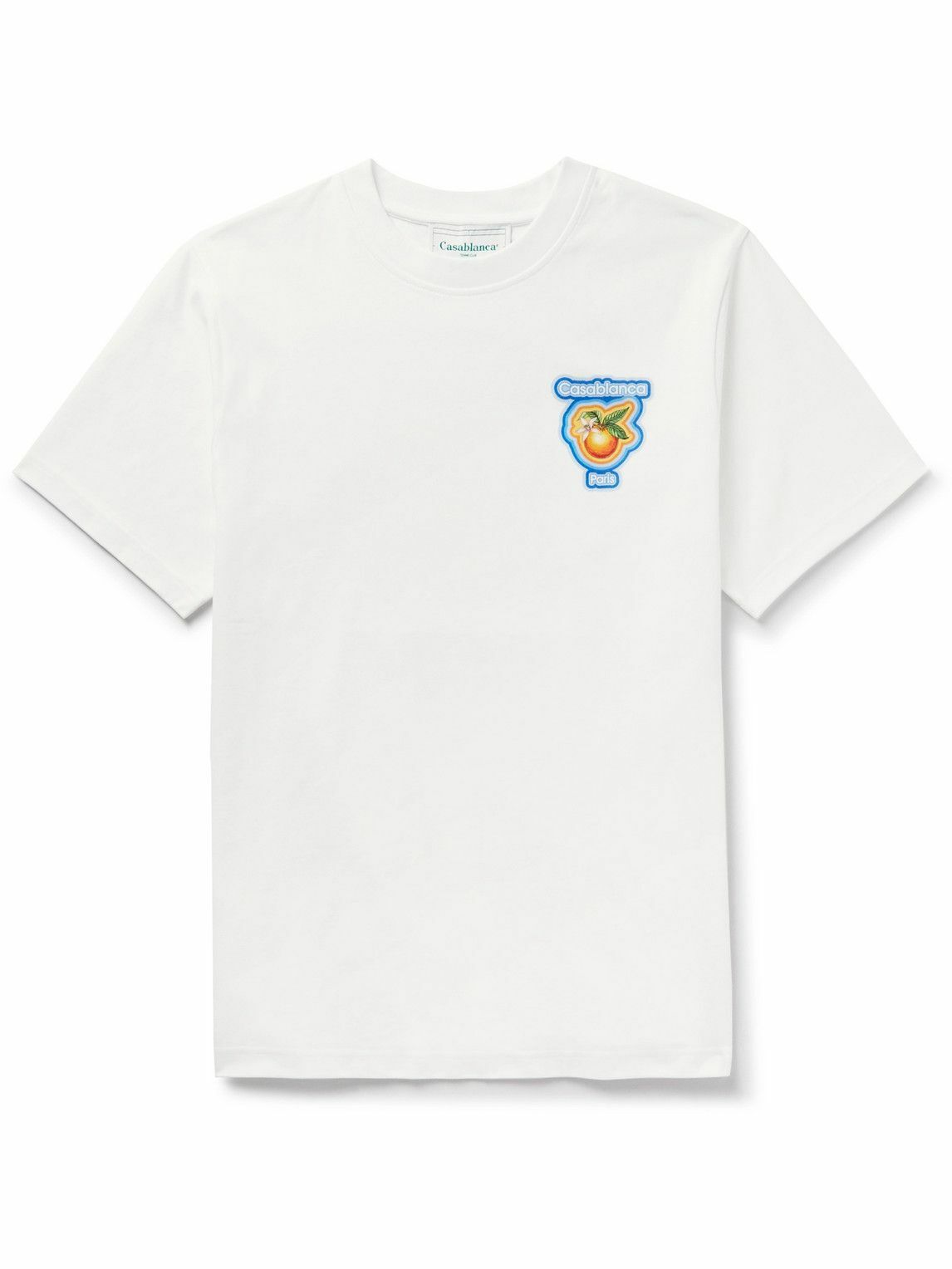 Casablanca - Radiating Orange Logo-Print Cotton-Jersey T-Shirt - White ...