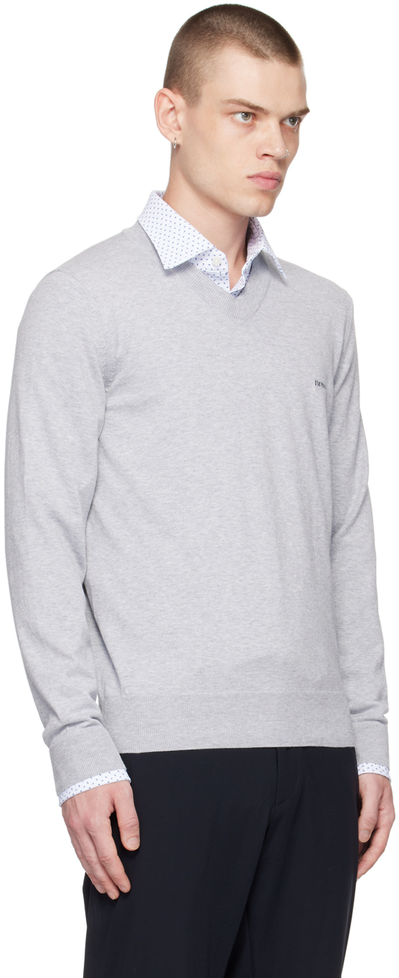 BOSS Gray V-Neck Sweater BOSS