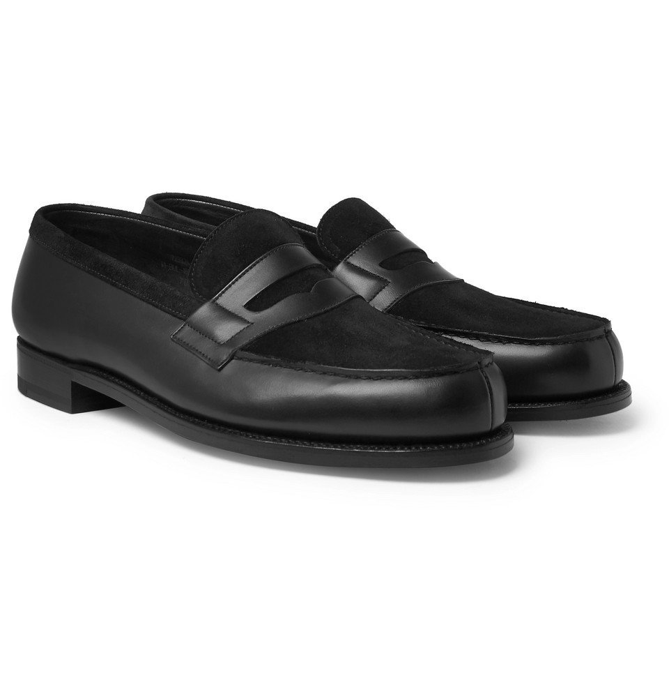 J.M. Weston - Leather and Suede Penny Loafers - Men - Black J.M. Weston