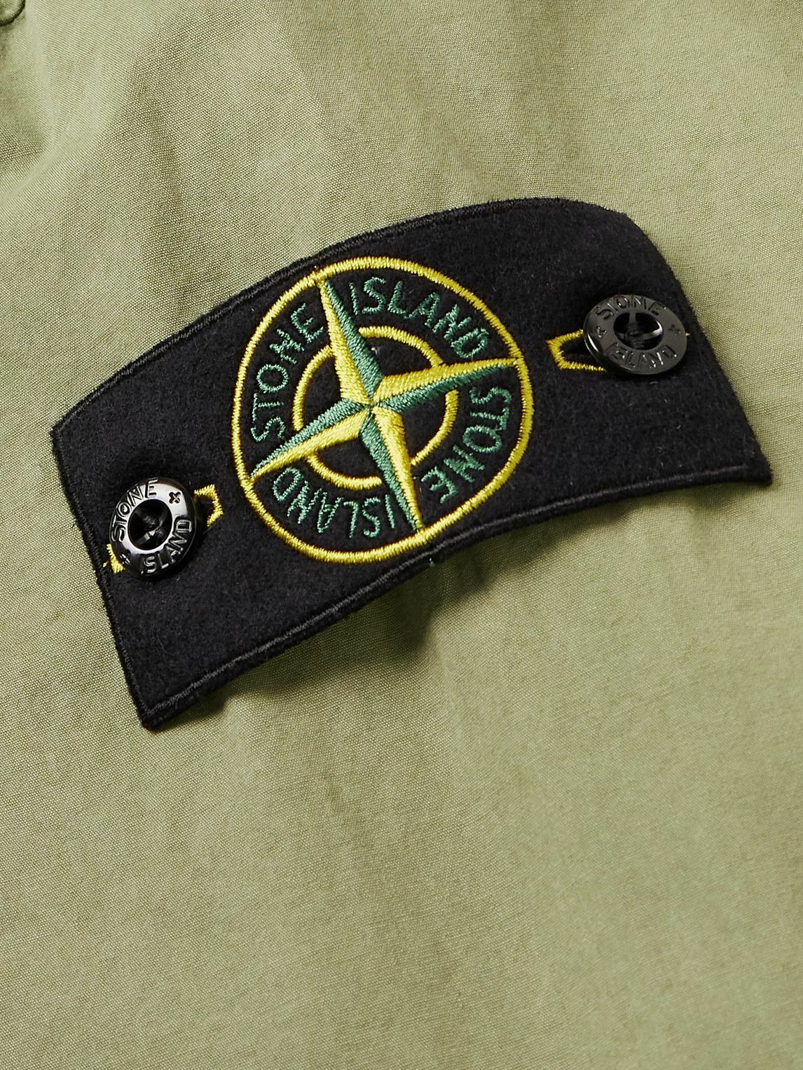 Stone Island - Logo-Appliquéd Brushed Cotton-Canvas Overshirt - Green ...