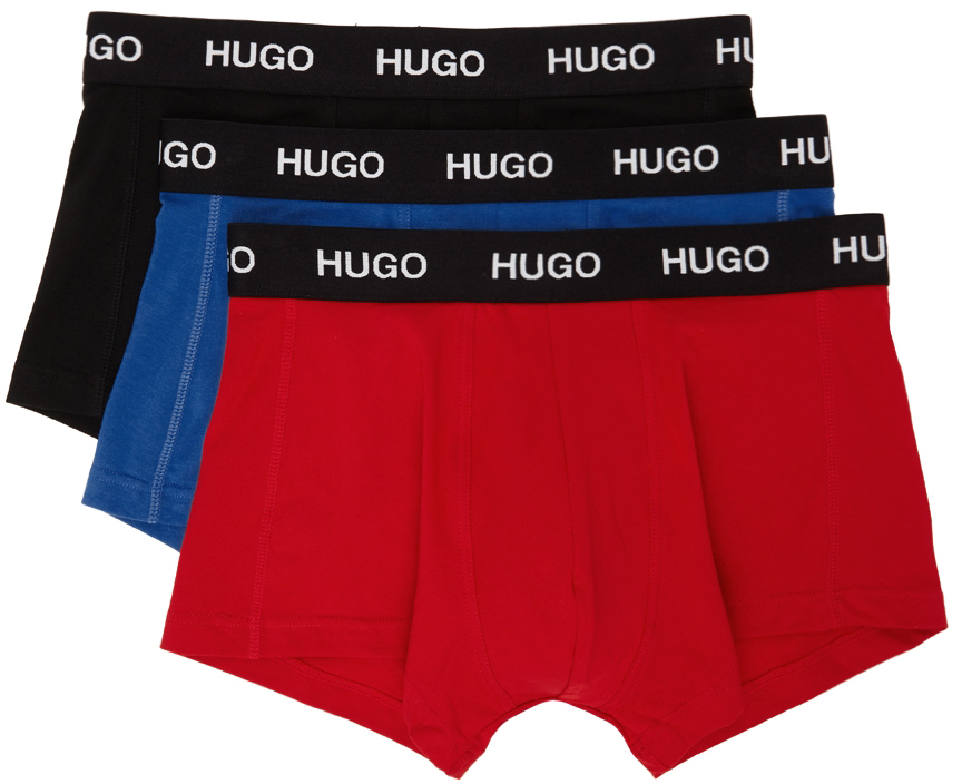 Hugo Three-Pack Multicolor Logo Waistband Trunk Briefs Hugo Boss