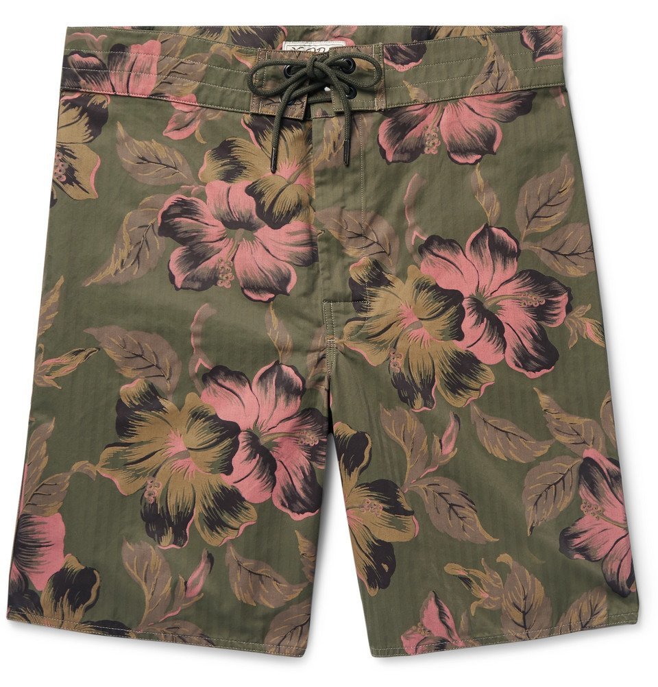 RRL - Long-Length Printed Cotton-Blend Swim Shorts - Green RRL RRL - Long-Length Printed Cotton-Blend Swim Shorts - Green RRL