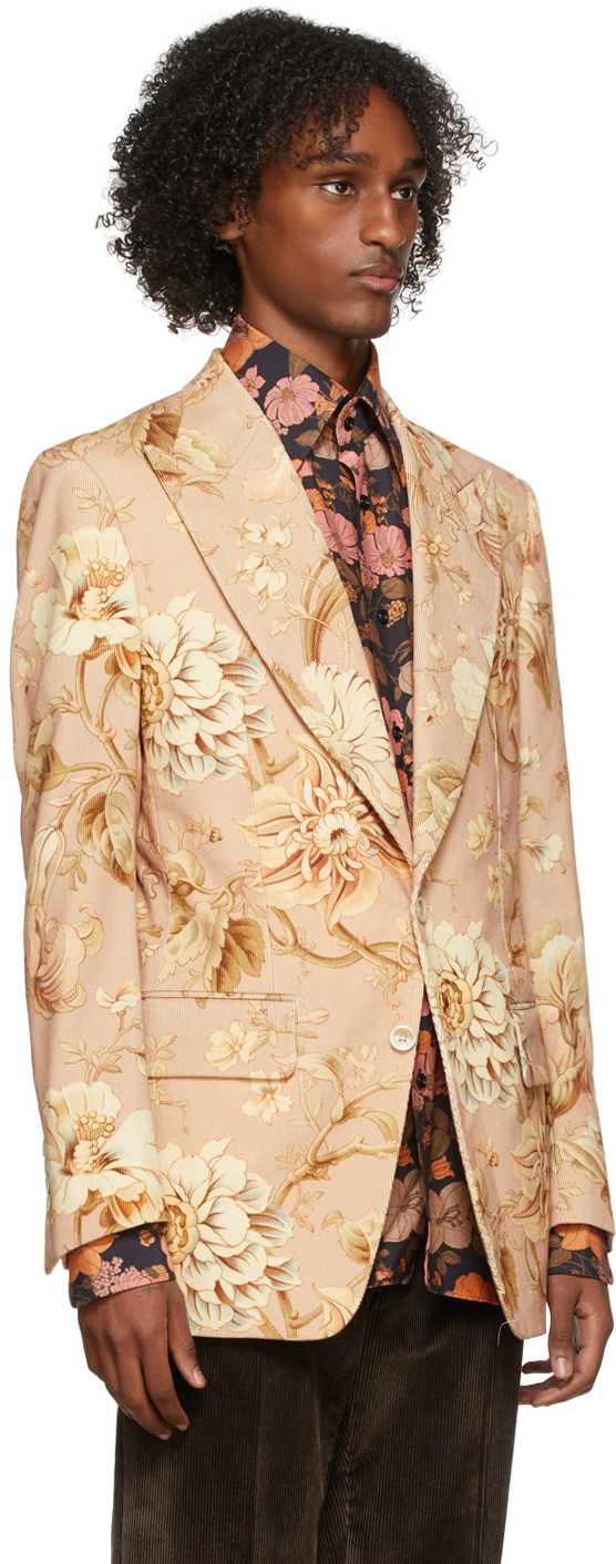 TOM FORD Pink Corduroy Floral Blazer TOM FORD