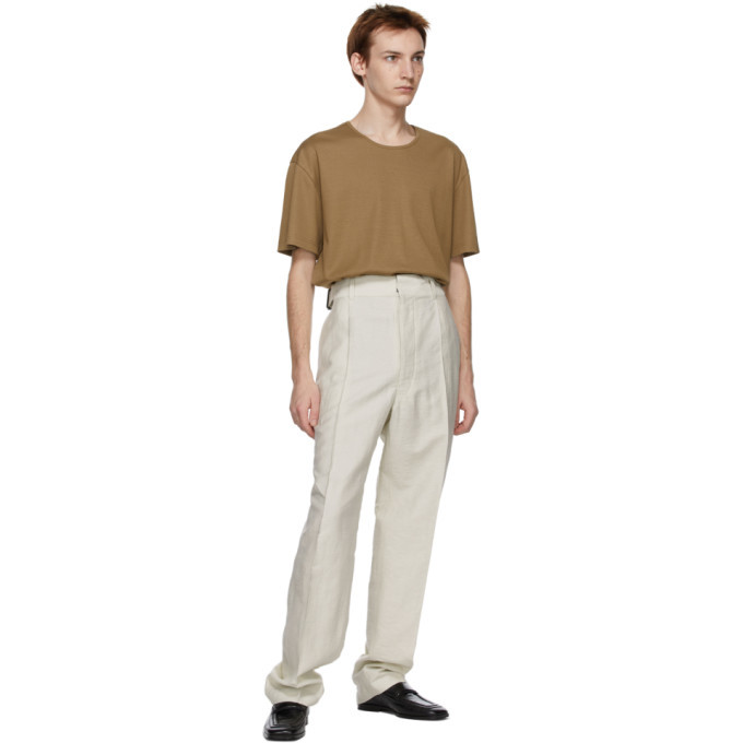 Lemaire Off-White Pleated Military Chino Trousers Lemaire