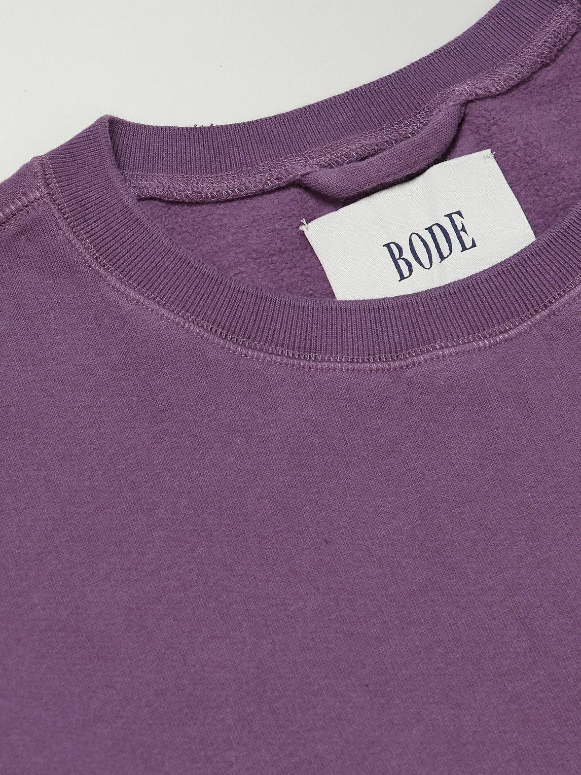 BODE - Ric Rac-Trimmed Cotton-Jersey Sweatshirt - Purple Bode