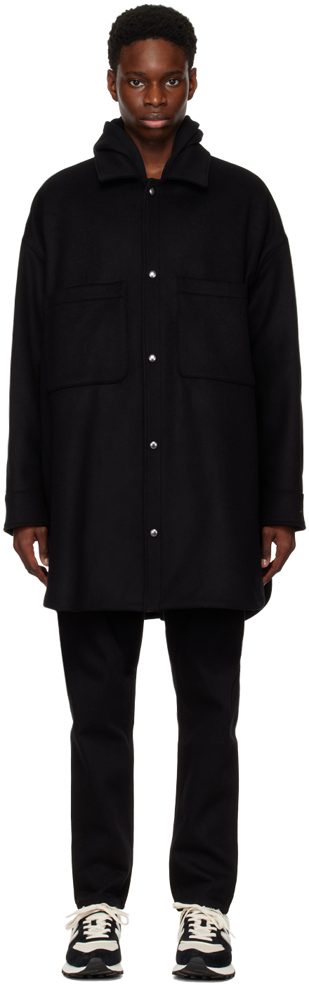 Maison Kitsuné Black Wool Coat Maison Kitsune