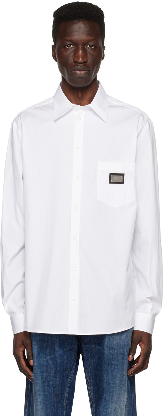 Dolce & Gabbana White Plaque Shirt Dolce & Gabbana